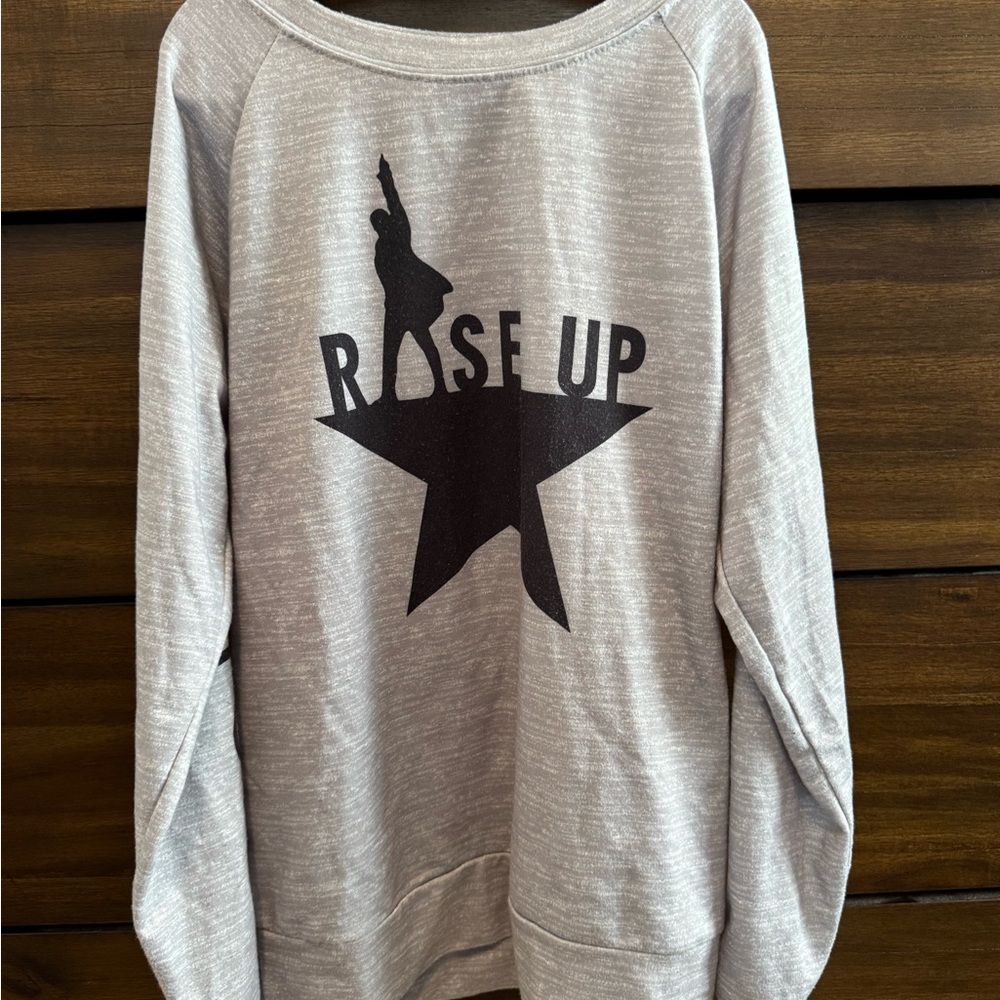 Amazon Light Gray Hamilton 'Rise Up' Graphic Sweatshirt with Black Print